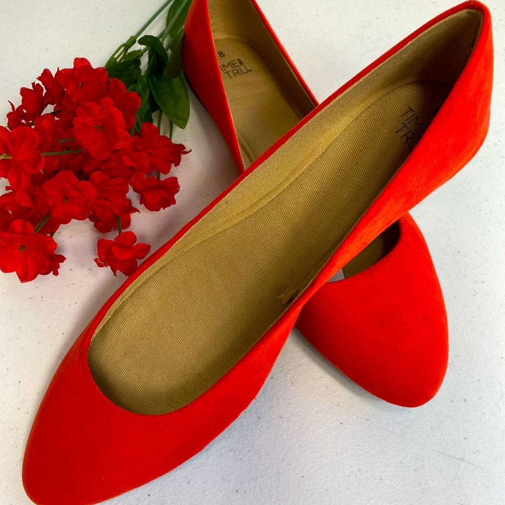 Time & tru ballerina flats color red